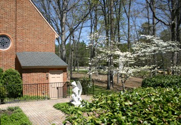 Church Garden with Statue