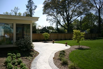 Stamped Concrete Patio with Random Rectangular Stone pattern