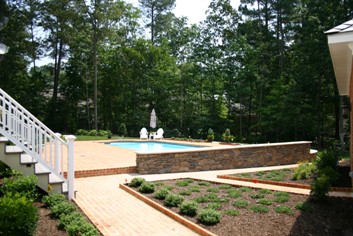Fiberglass Pool with Stone Wall After
