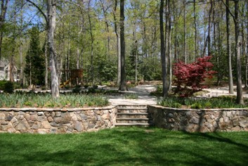 Stone Steps in Retaining Wall
