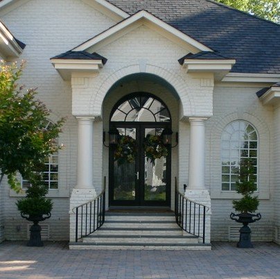 Bluestone and brick steps to front door