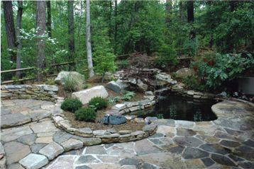 Water Feature with Stone Paving