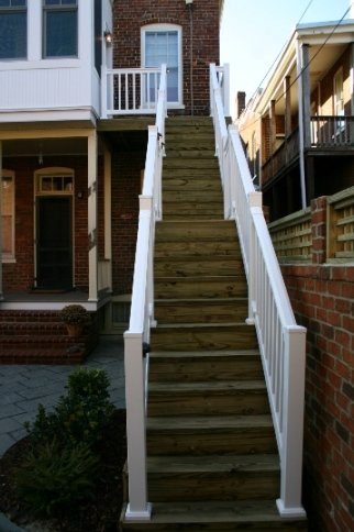 Steps with White Railing